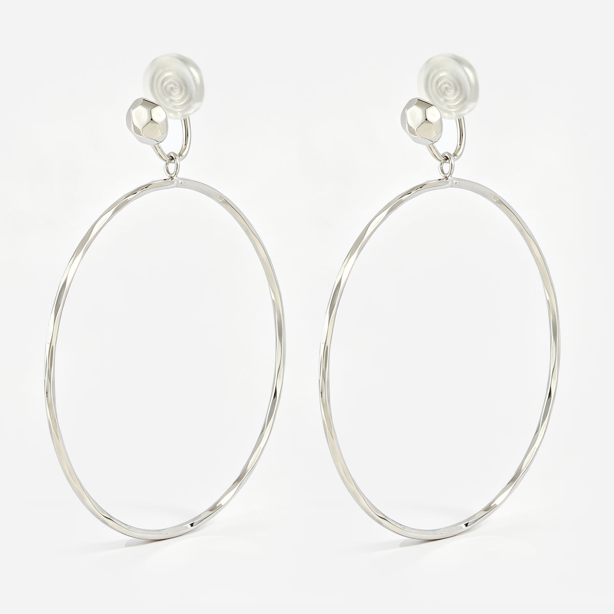 Large Thin Hoop with Wave Pattern Clip-On Earrings by SOMIY