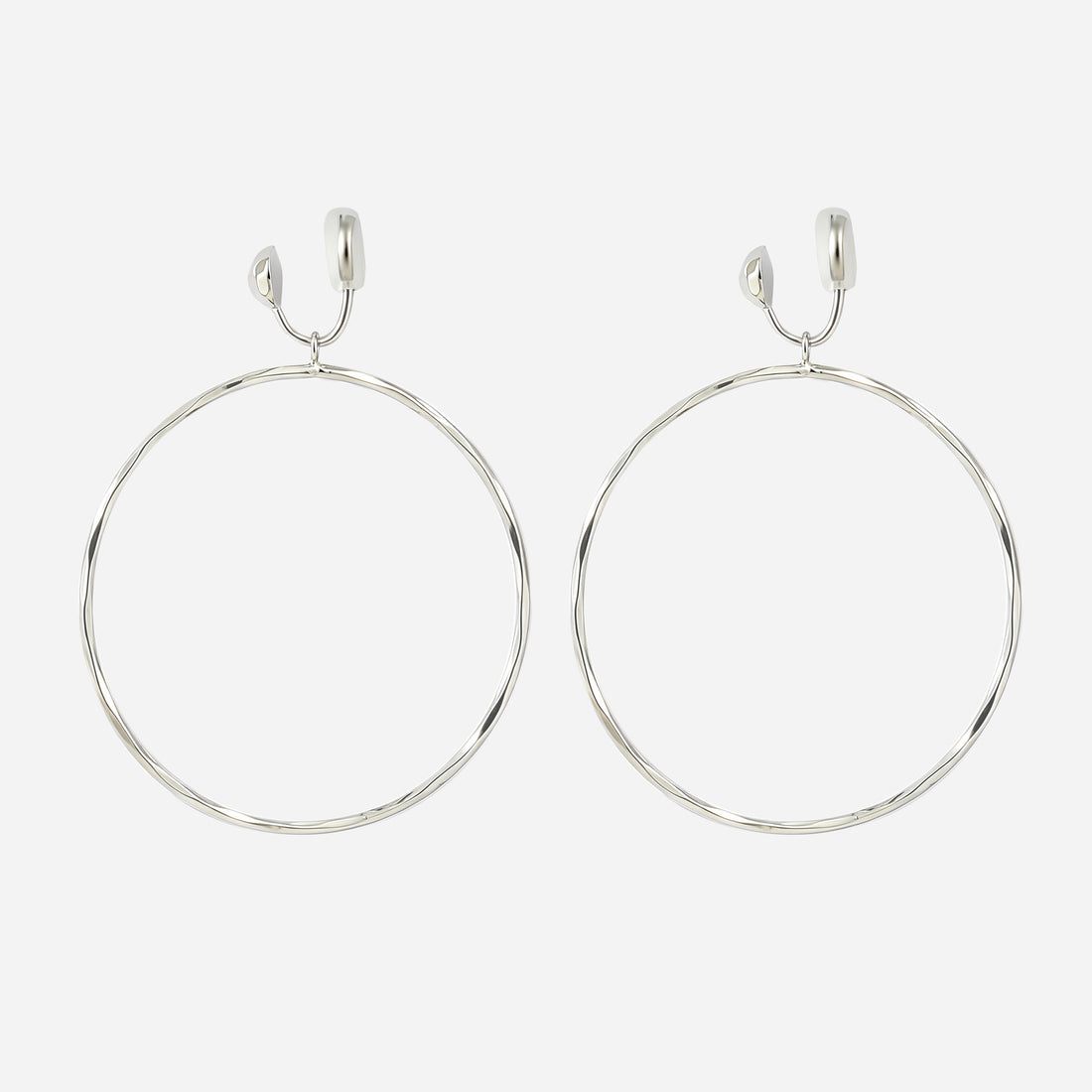 Large Thin Hoop with Wave Pattern Clip-On Earrings by SOMIY