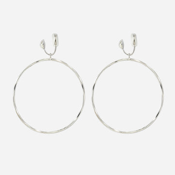 Large Thin Hoop with Wave Pattern Clip-On Earrings by SOMIY