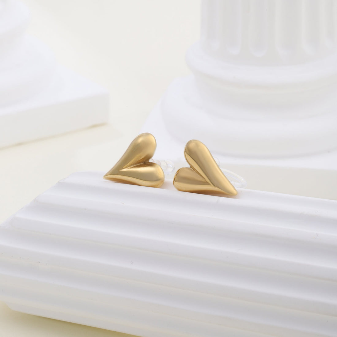 Heart Clip-On Stud Earrings - SOMIY