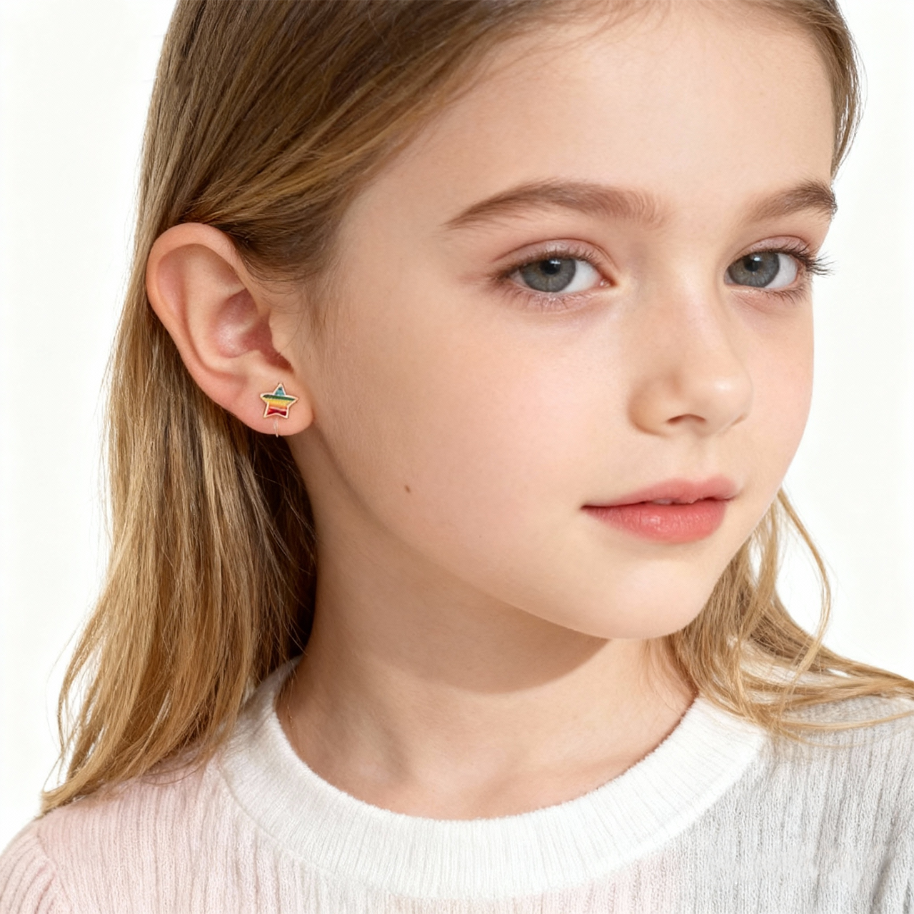 Regenboog ster schattige clip oorbellen