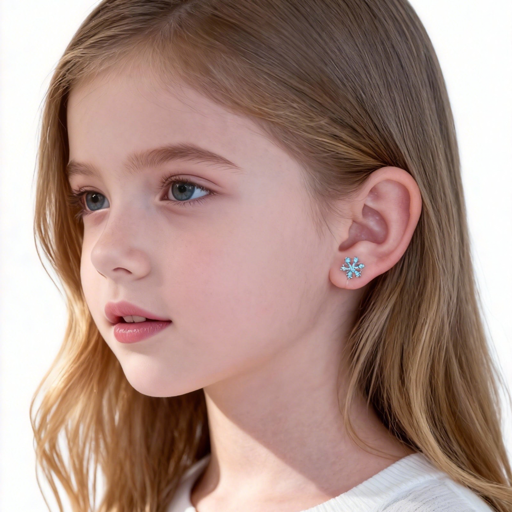 Cute Blue Snowflake Clip-On Earrings for Girls by SOMIY