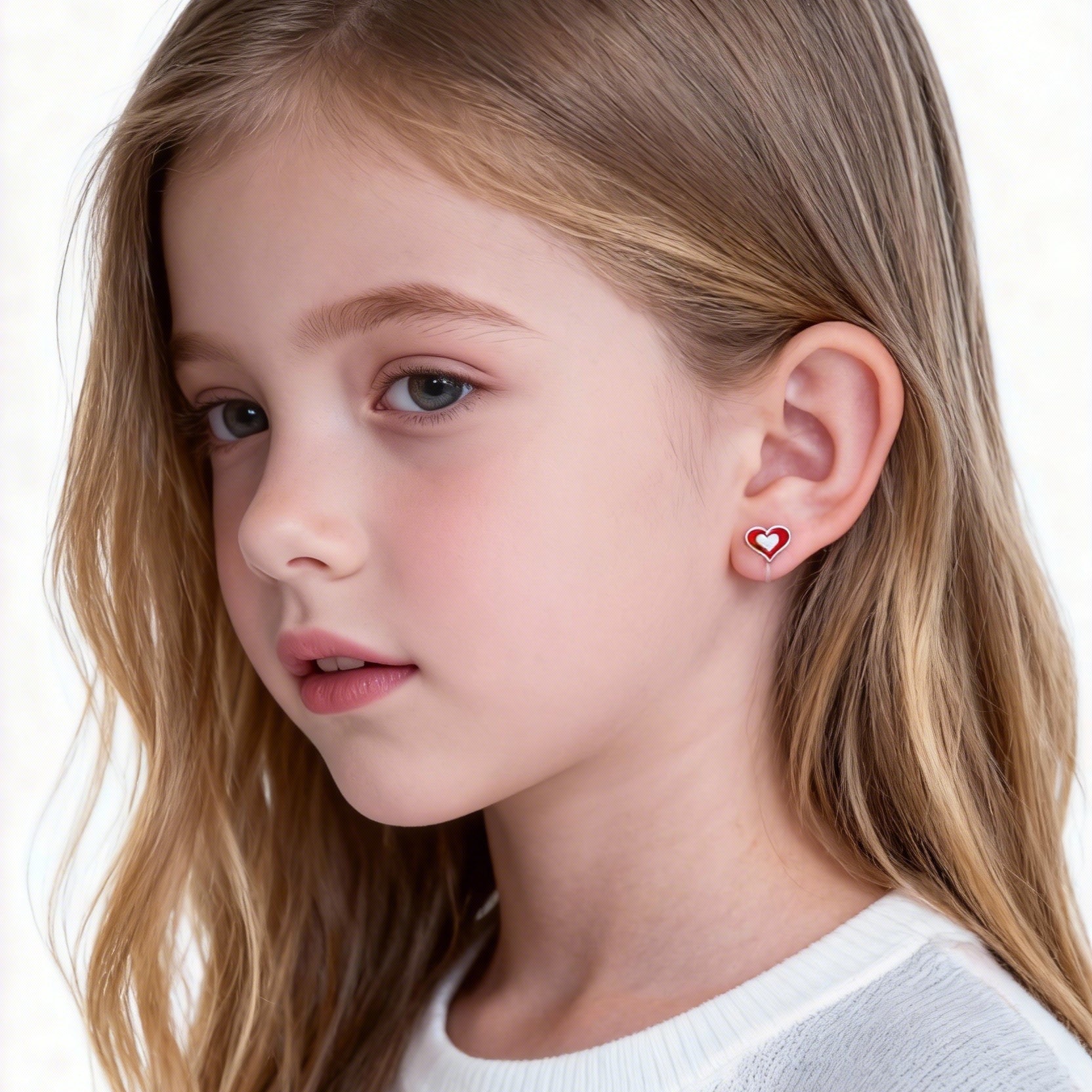Two-Tone Heart Clip-On Earrings for Girls by SOMIY