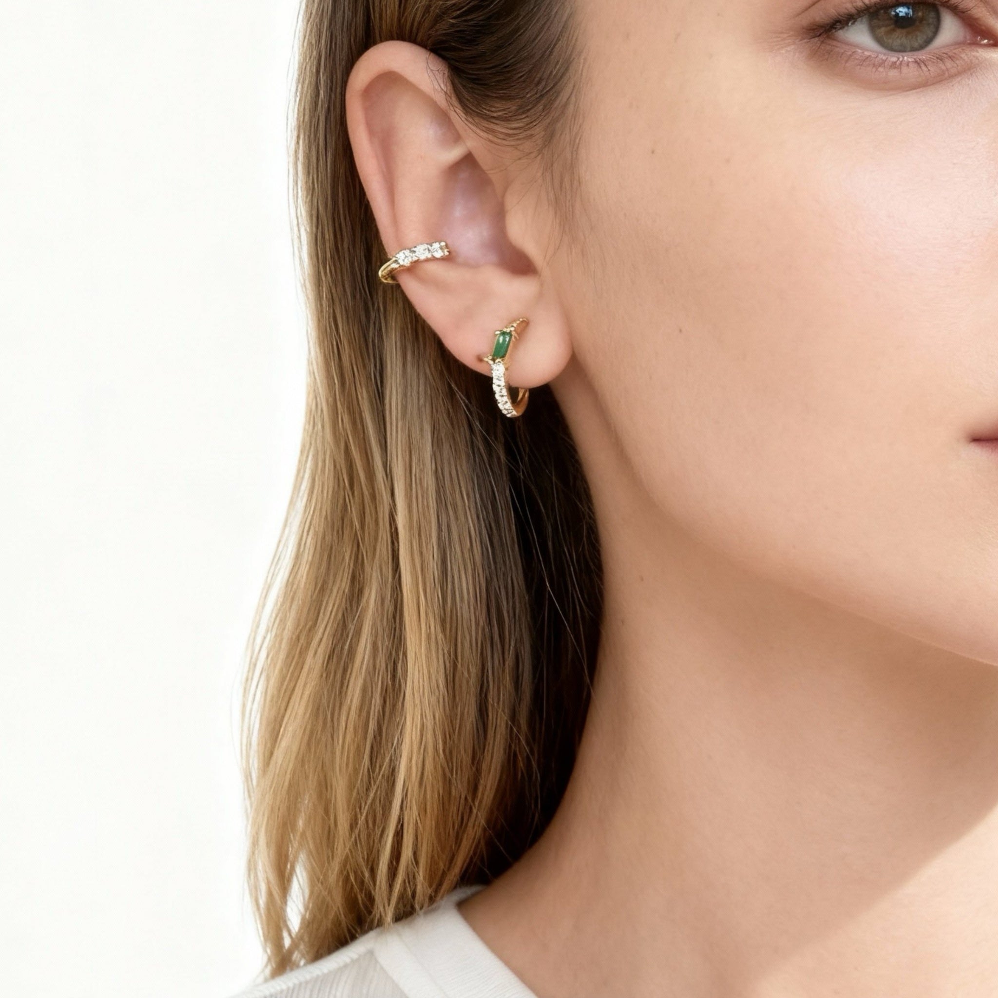 Green Gemstone Clip-On Earrings for non-pierced ears – SOMIY