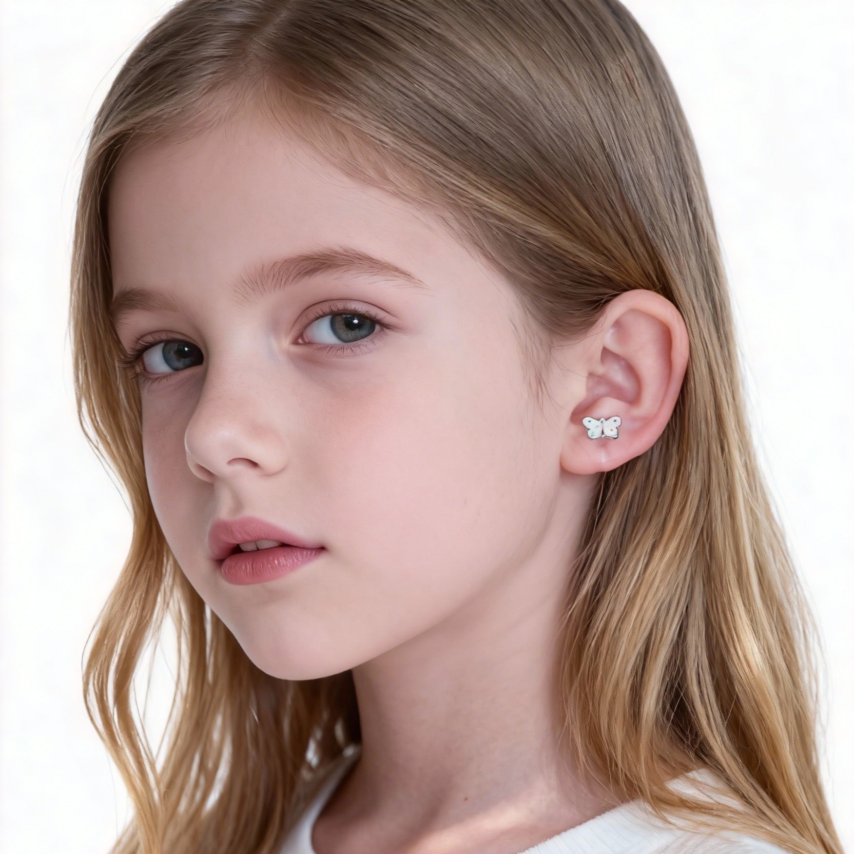 White Butterfly Clip-On Earrings for Girls by SOMIY