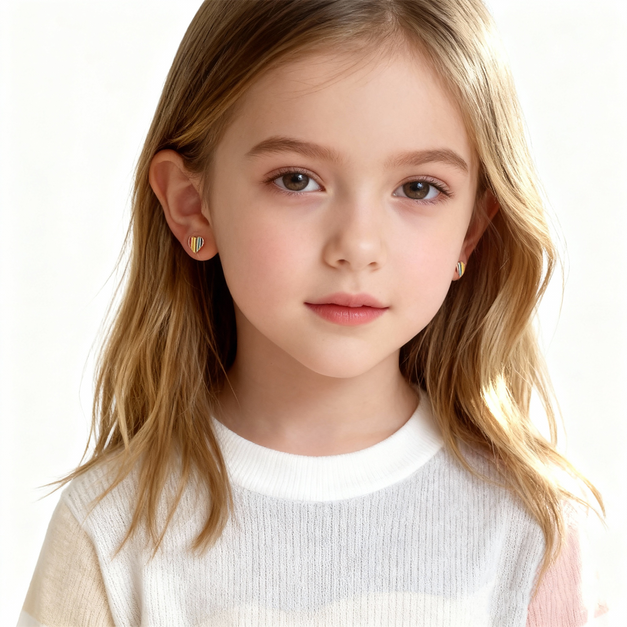 Regenboog Hart Schattige Clip Op Oorbellen