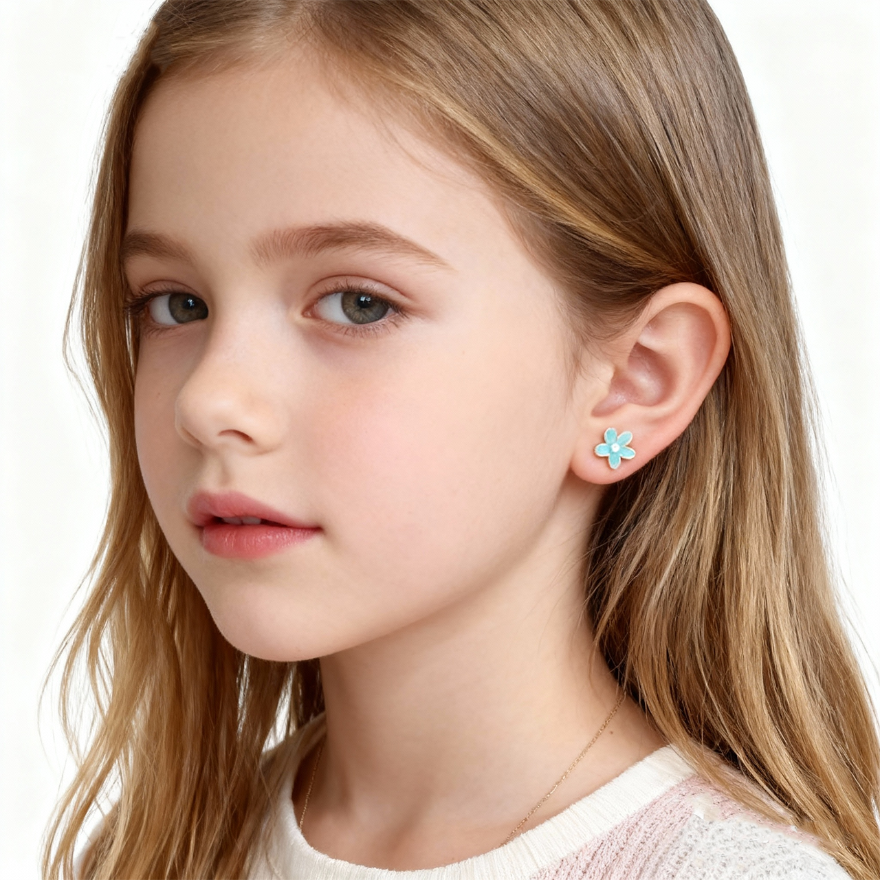 Blauwe Bloemen Cutie Clip Op Oorbellen