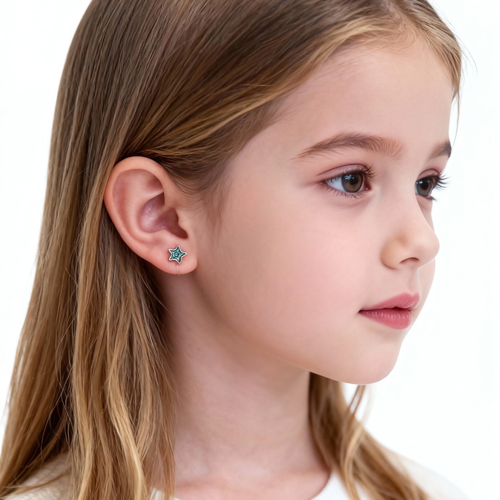 Cute Green Star Clip-On Earrings for Girls