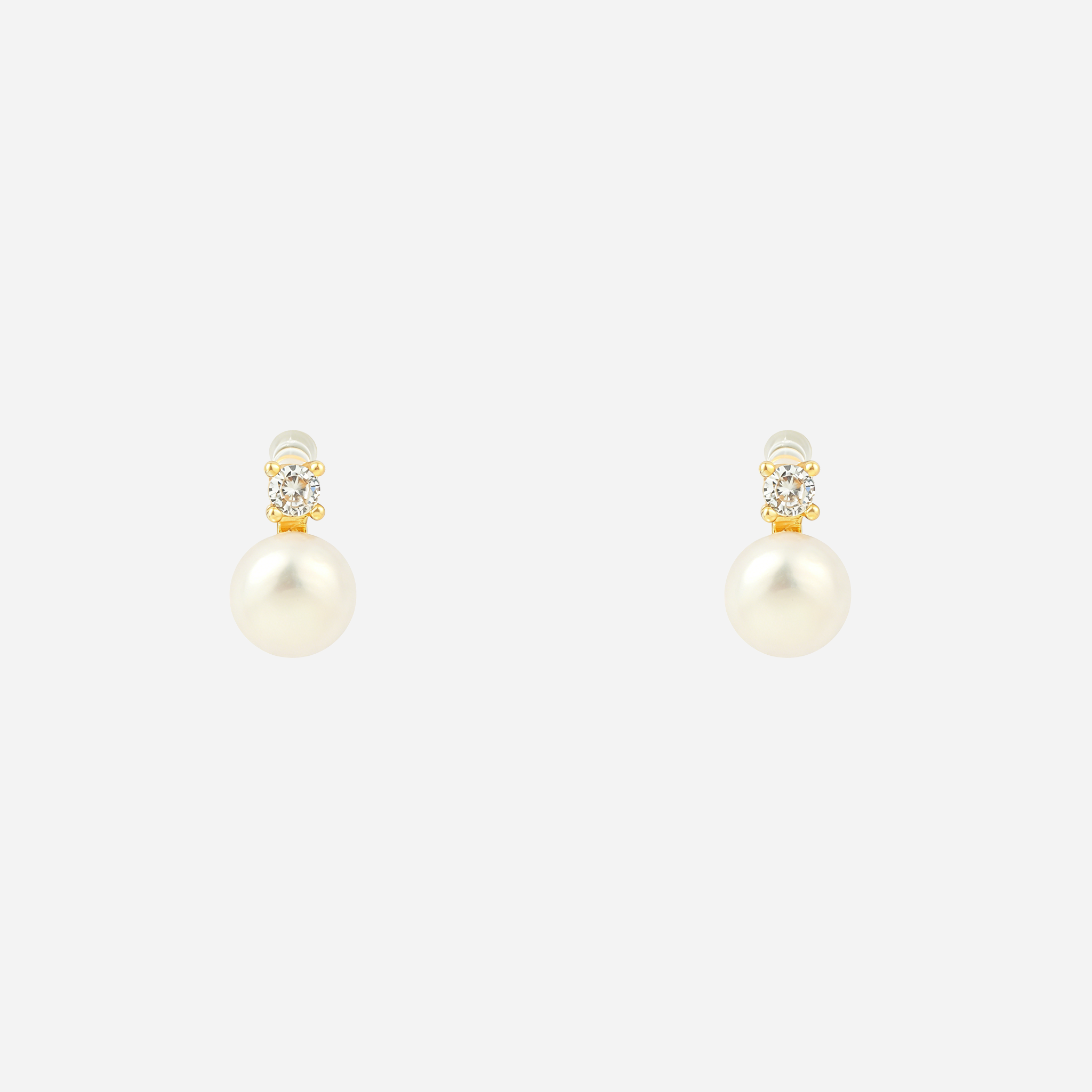 Solitaire Crystal Round Pearl Clip-On Drop Earrings