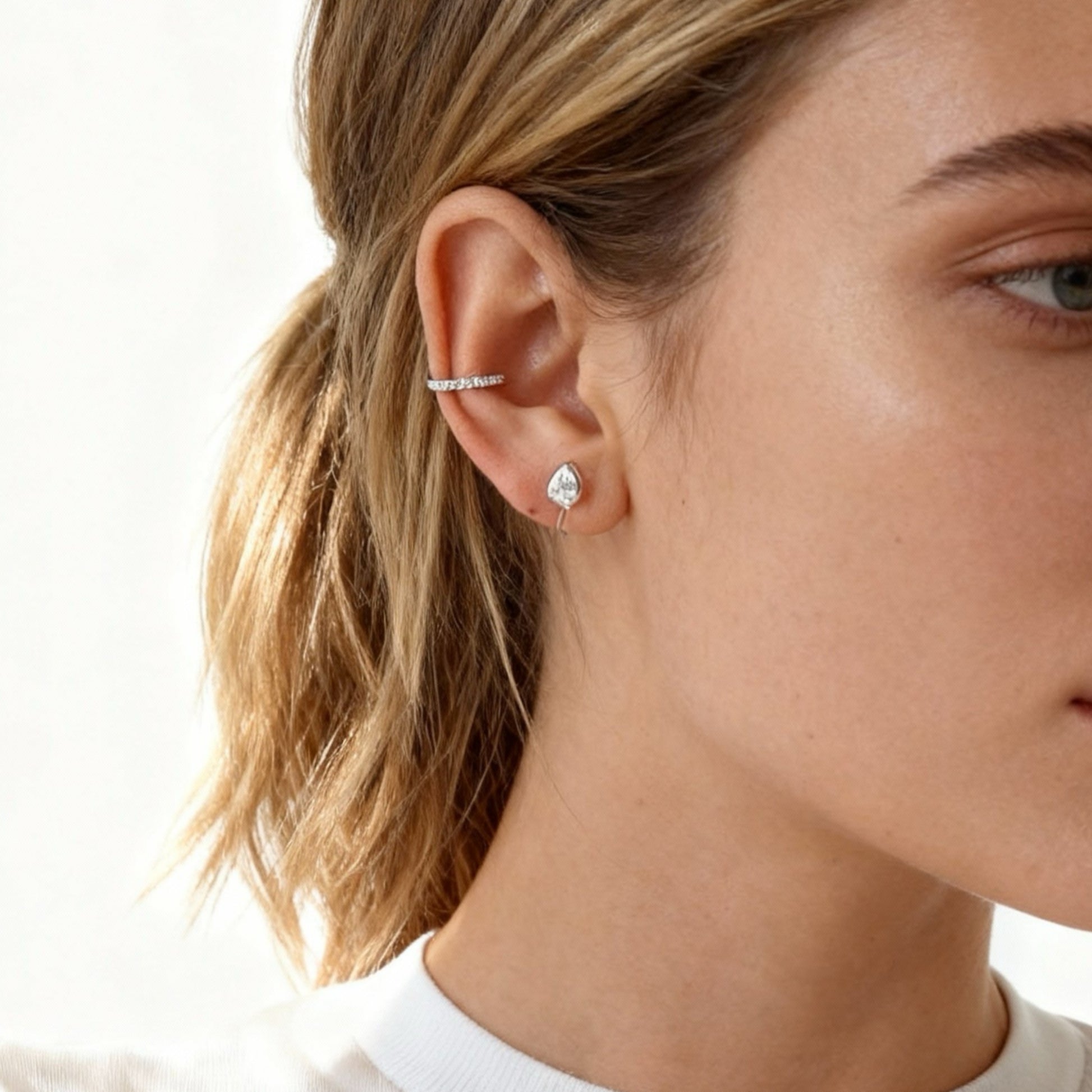 S925 Sterling Silver Drop Diamond Clip-On Stud Earrings for non-pierced ears – SOMIY