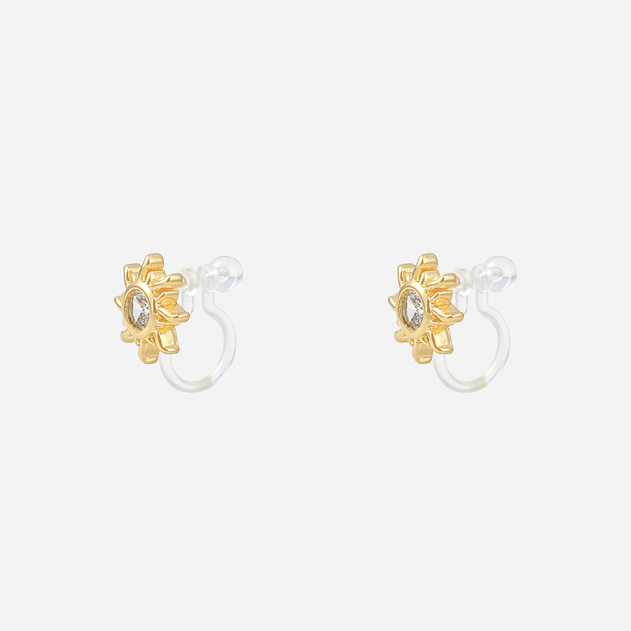 Sunburst Crystal Clip-On Stud Earrings
