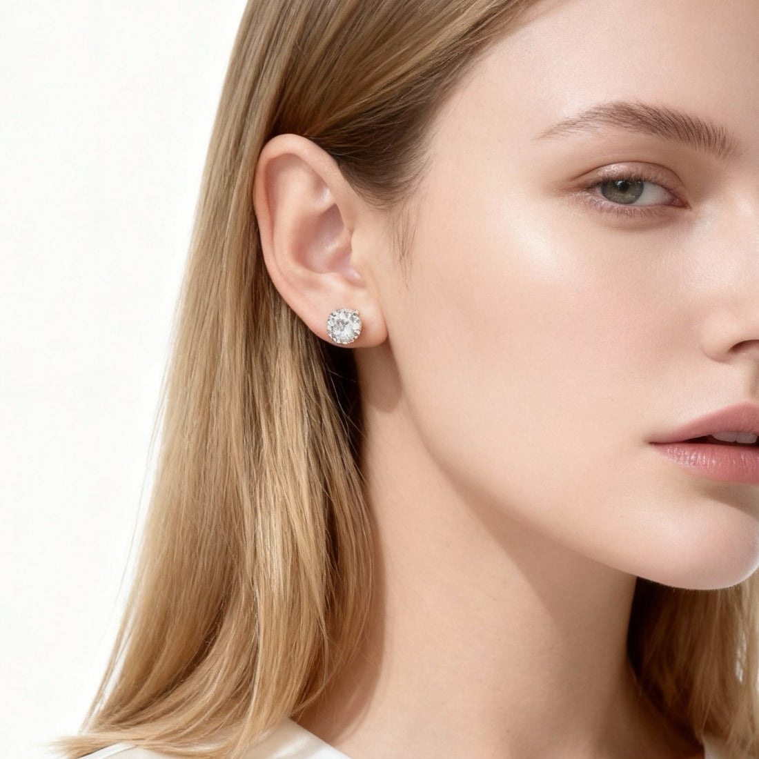 S925 Sterling Silver Large size Diamond Clip-on Stud Earrings