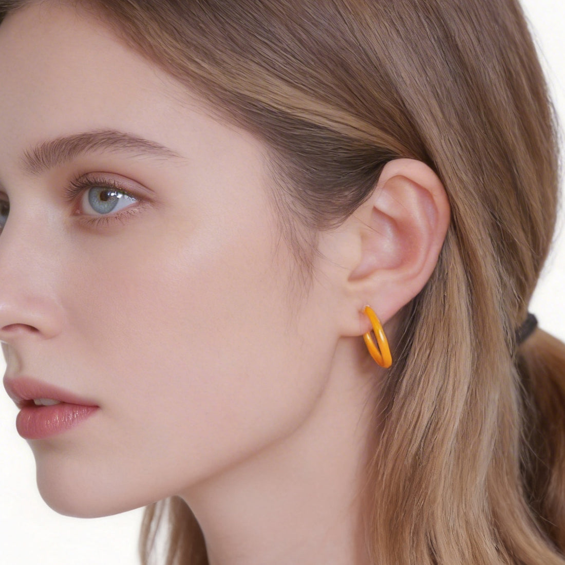 オレンジ キャンディチューブ クリップオン フープイヤリング