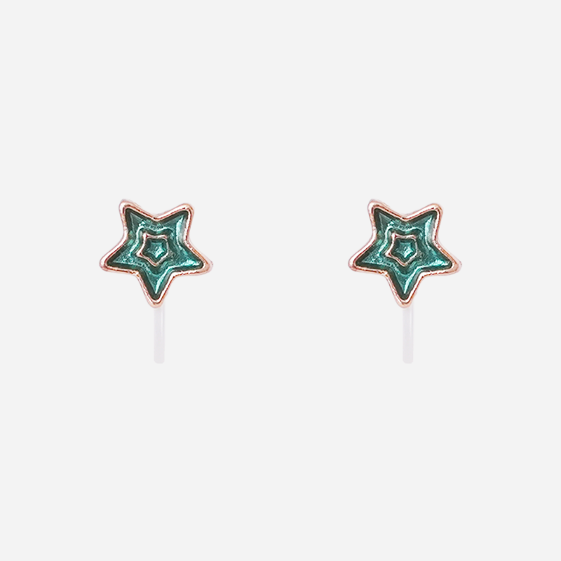 Cute Green Star Clip-On Earrings for Girls