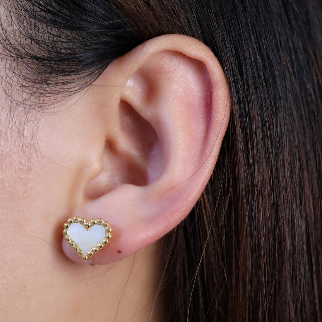 Heart-shaped shellfish Clip-On Stud Earrings - SOMIY