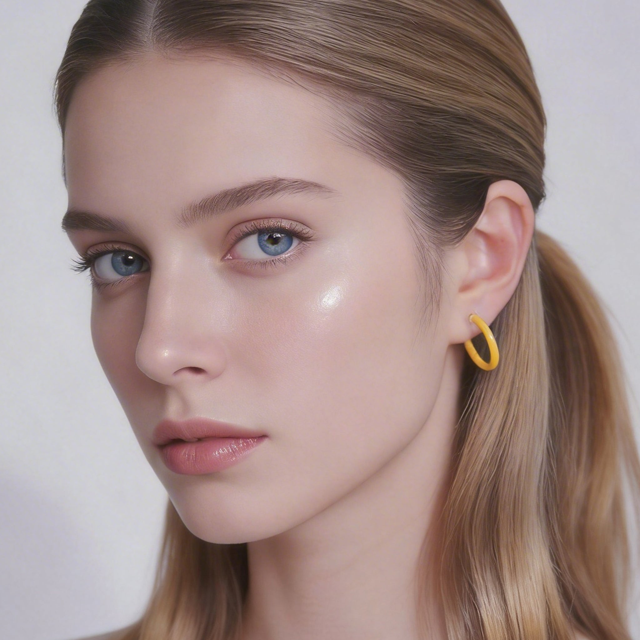 Brincos de Argola Clip-On Candy Tube Amarelo