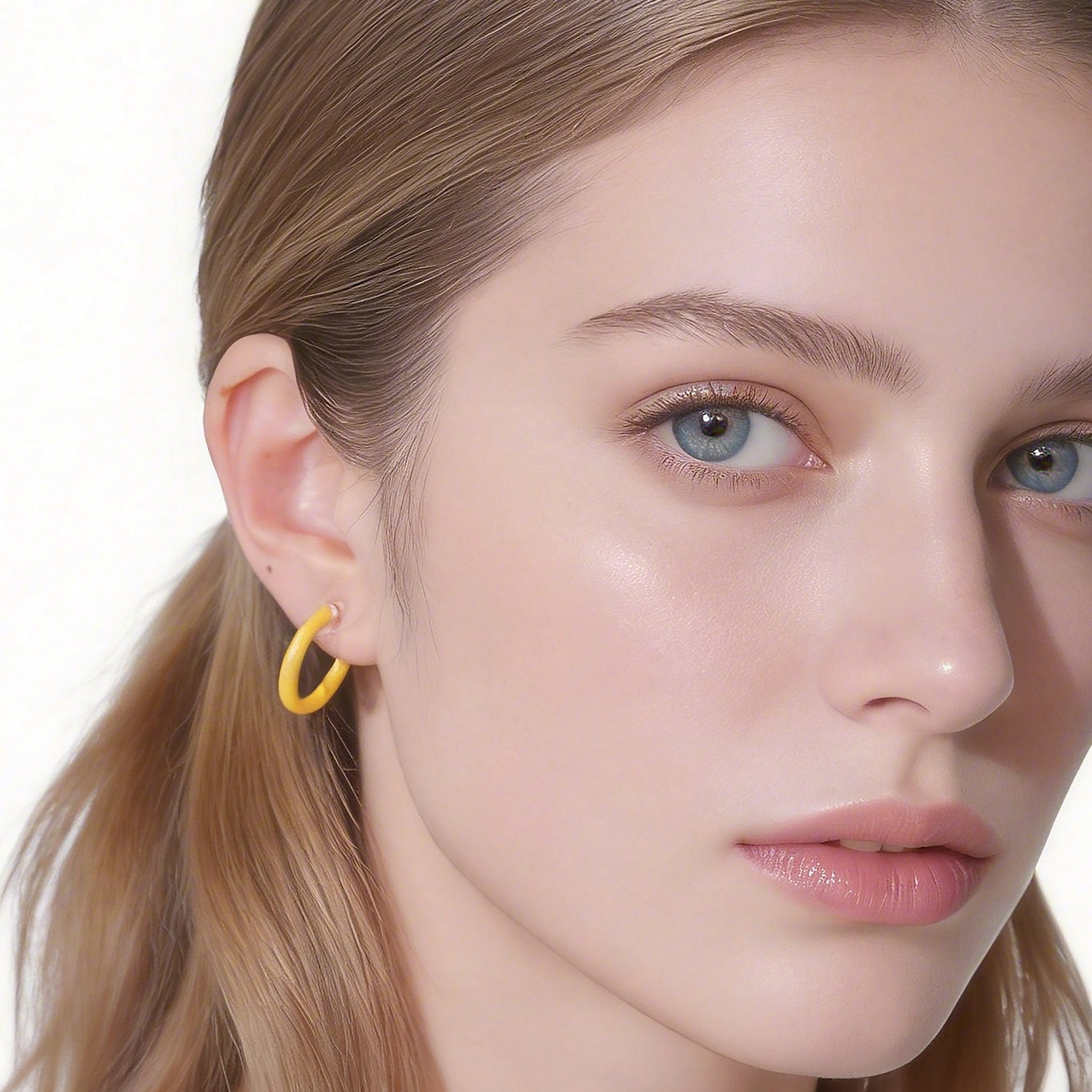 Brincos de Argola Clip-On Candy Tube Amarelo