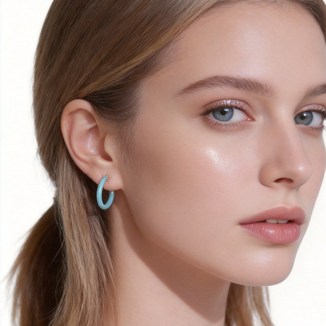 Sky Blue Candy Tube Clip-On Hoop Earrings for non-pierced ears by SOMIY