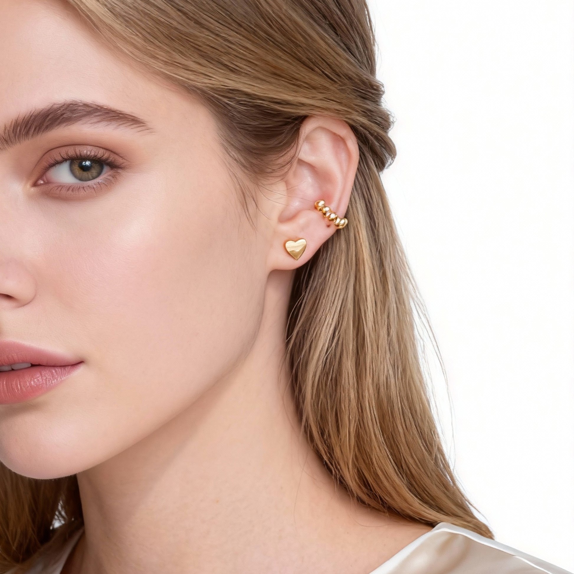 Small Heart Stud Clip-On Earrings image 3 by SOMIY