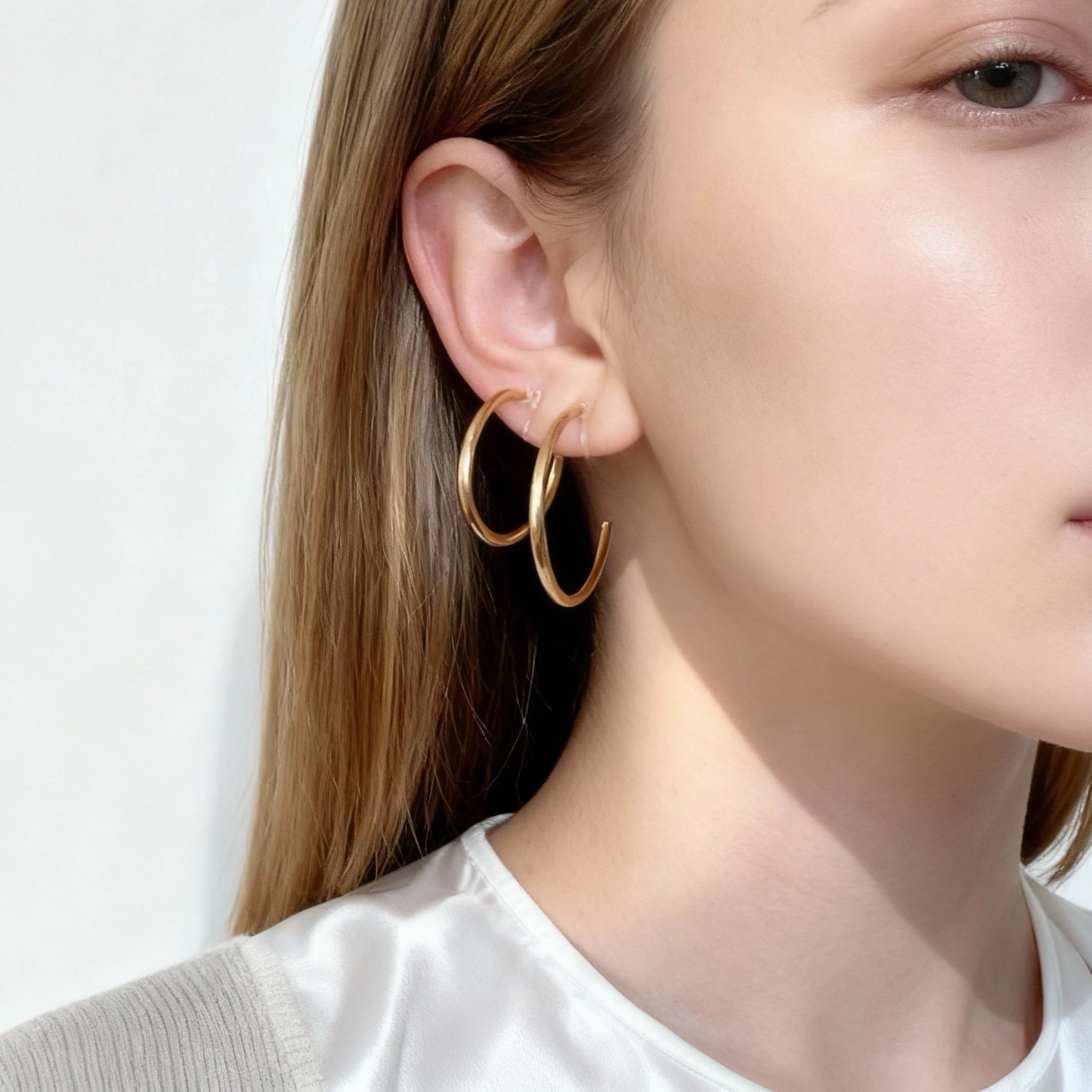 Pendientes De Aro De Clip Tamaño Grande - Oro