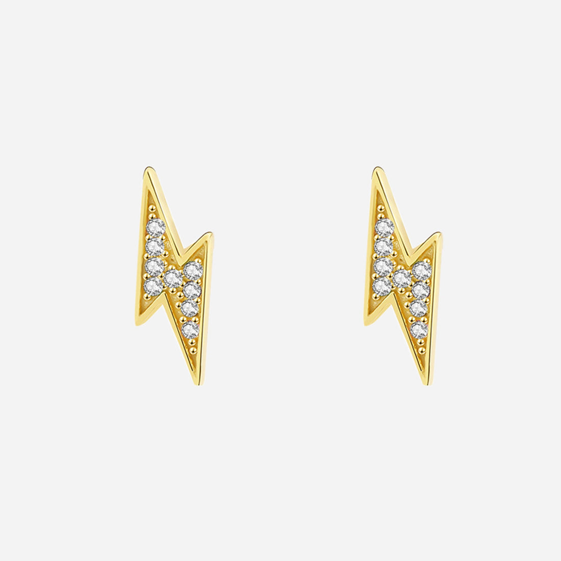 Diamond-set lightning bolt Clip-On Stud Earrings - SOMIY