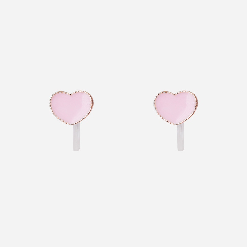 Pink Heart Cutie Clip On Earrings
