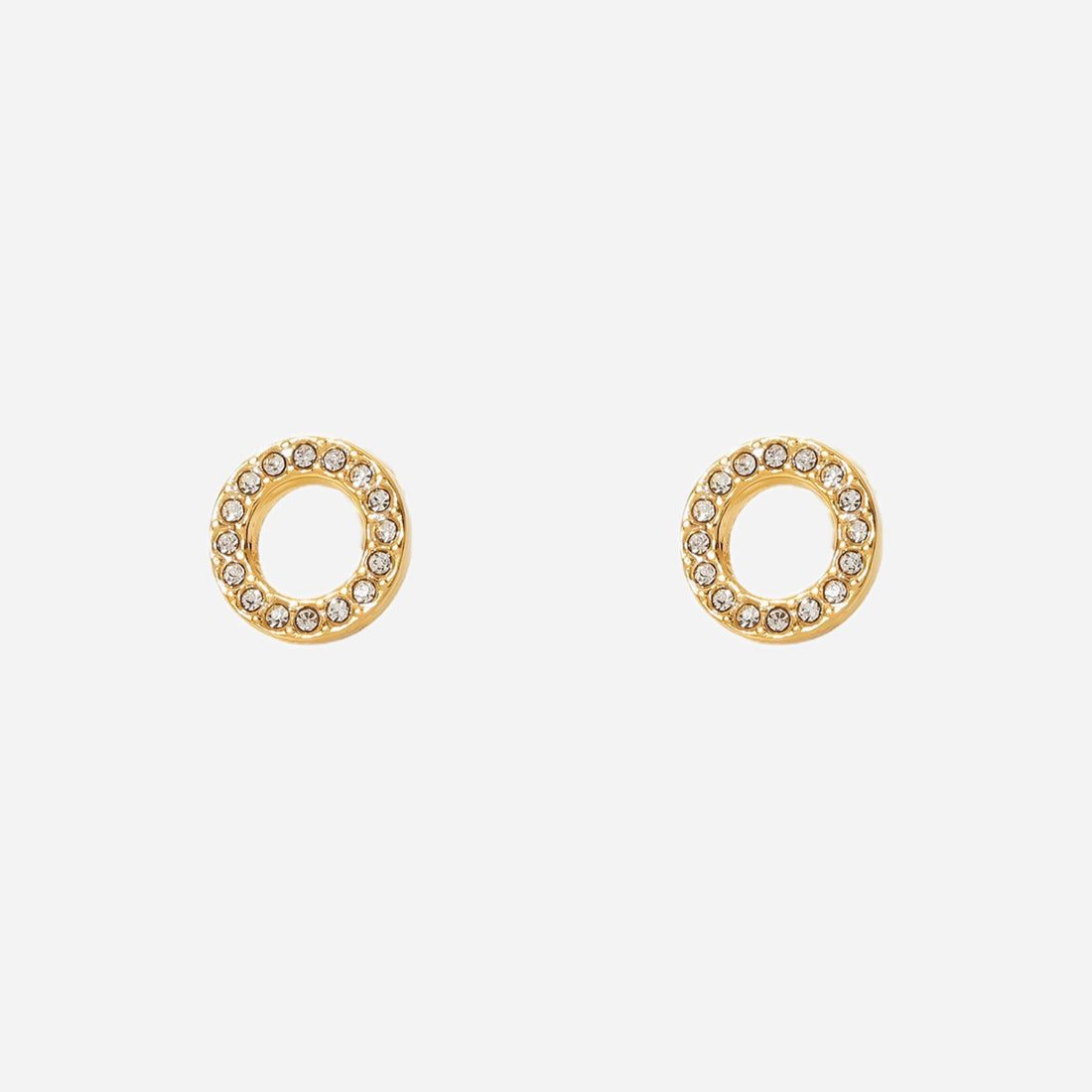 Diamond-set circle Clip-On Stud Earrings - Gold - SOMIY