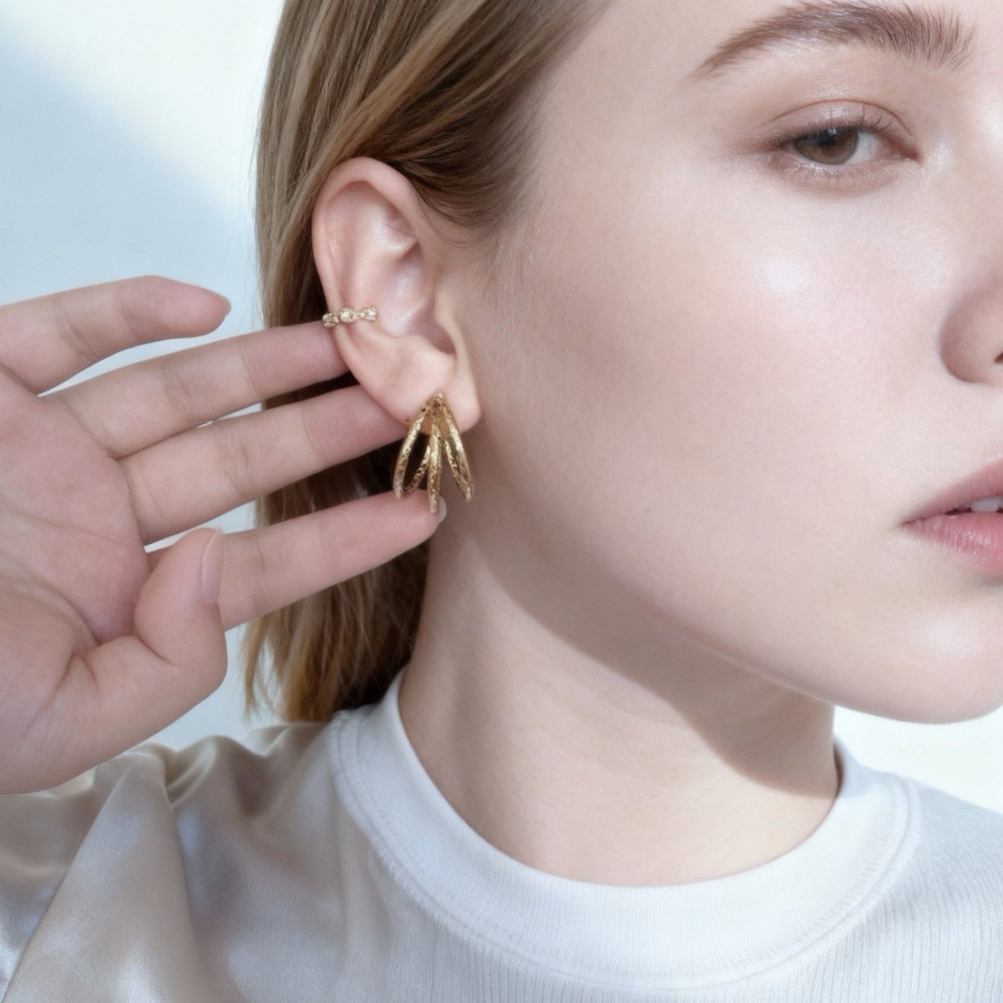 Triple-Layer Braided Texture Clip-On Hoop Earrings