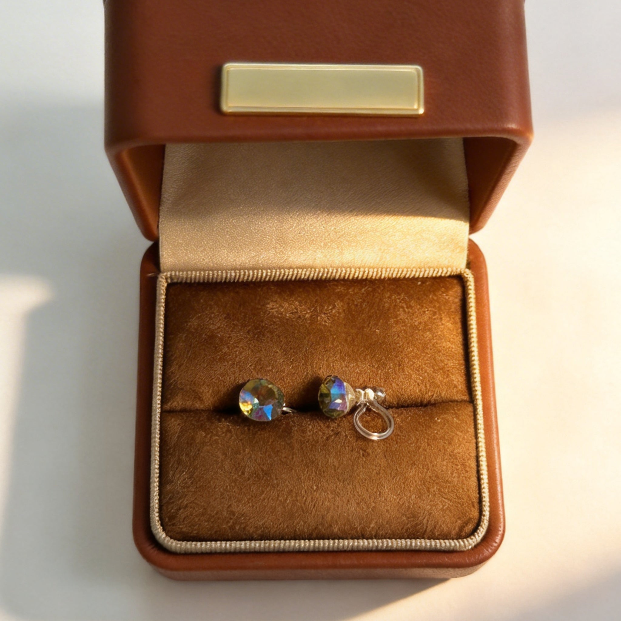 Aurora Blue Crystal Clip-On Stud Earrings