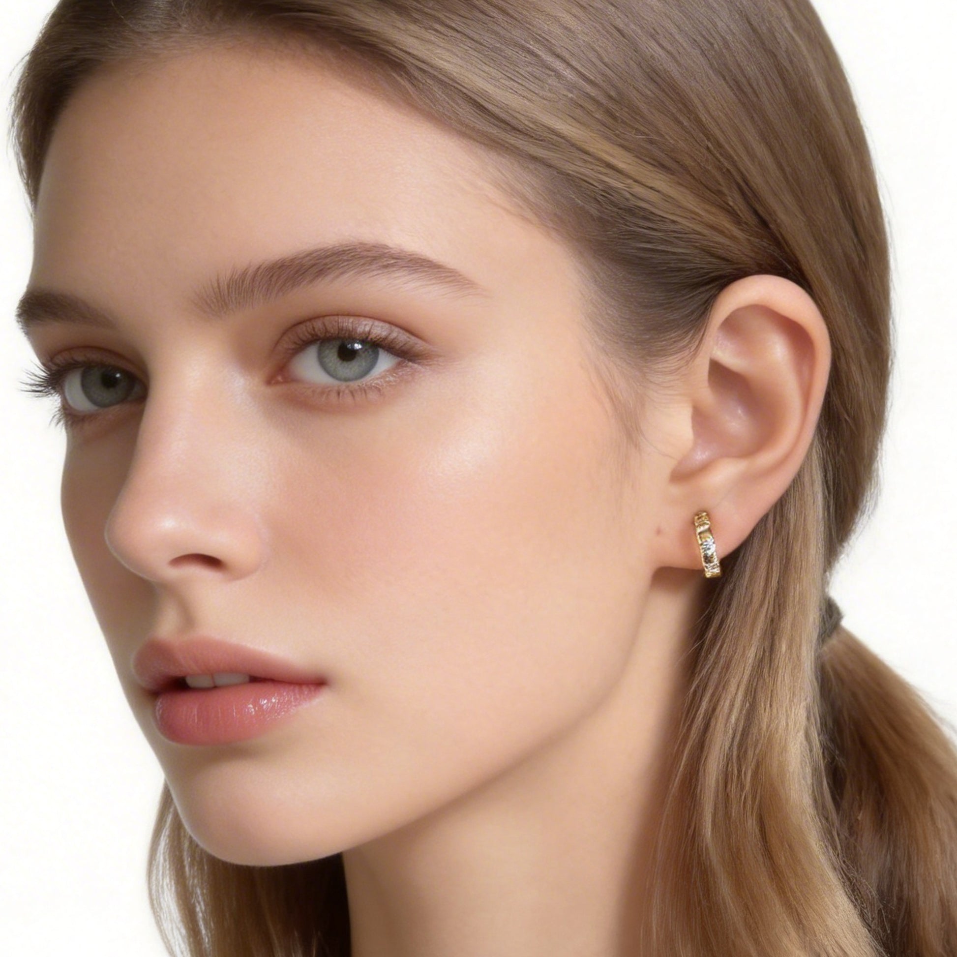 Sleek Sparkling Diamond-Set Classic Hoop Clip-On Earrings image 3 by SOMIY