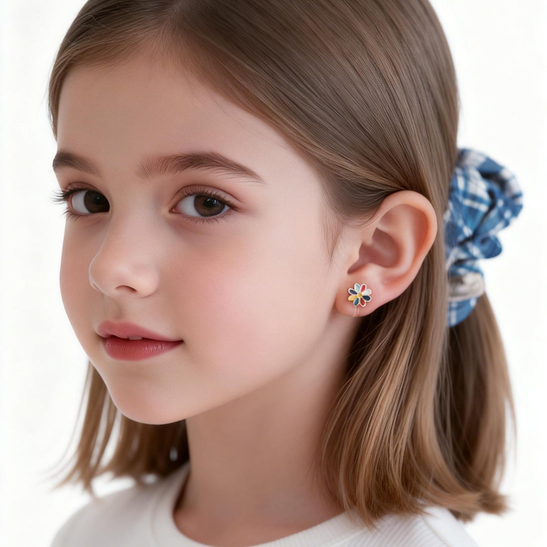 Pendientes de clip con flores rosas lindas para niñas