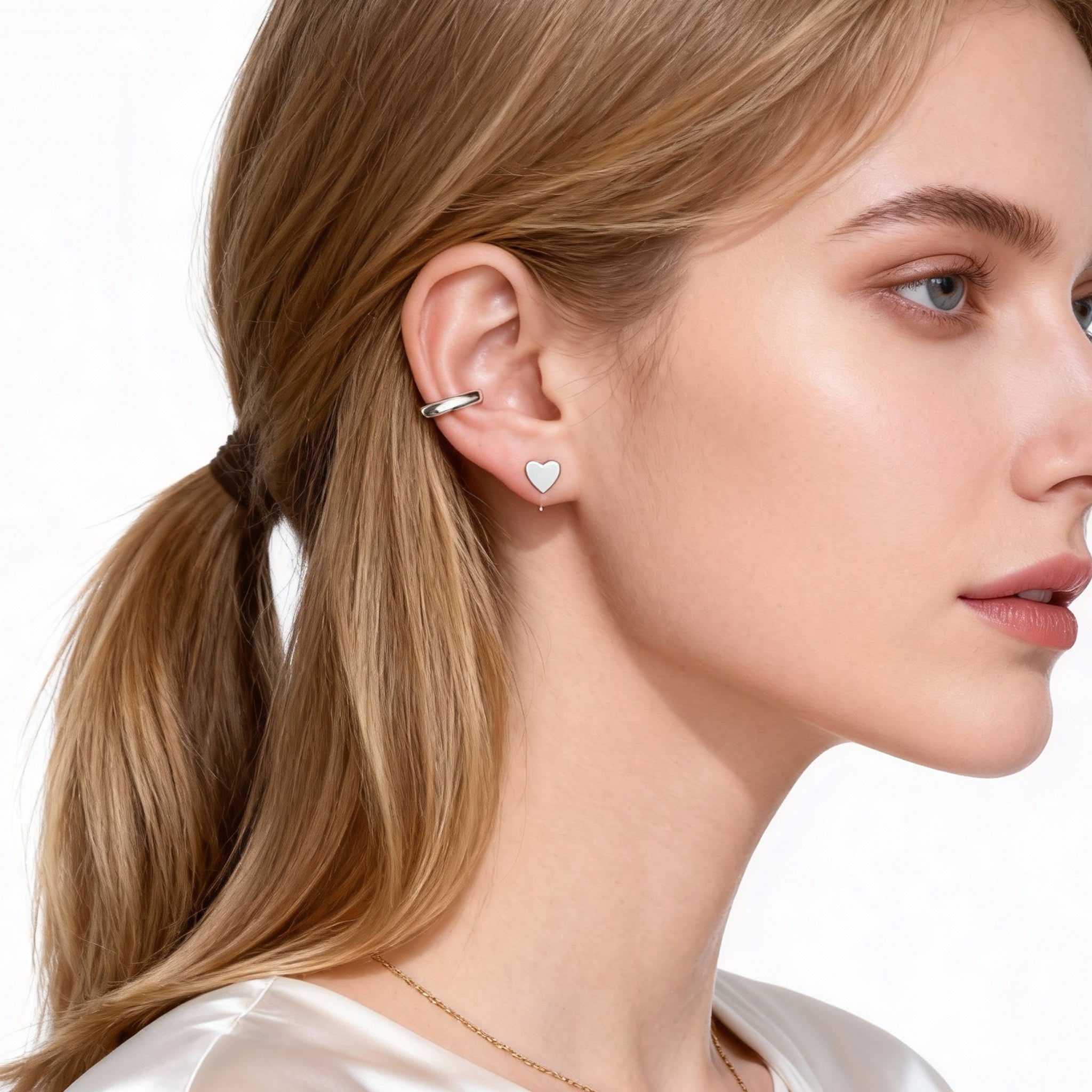 Small Heart Stud Clip-On Earrings image 6 by SOMIY