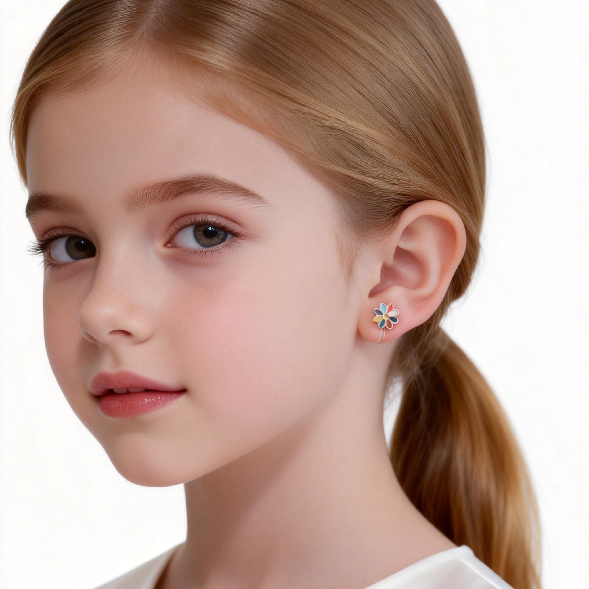 Pendientes de clip con flores rosas lindas para niñas