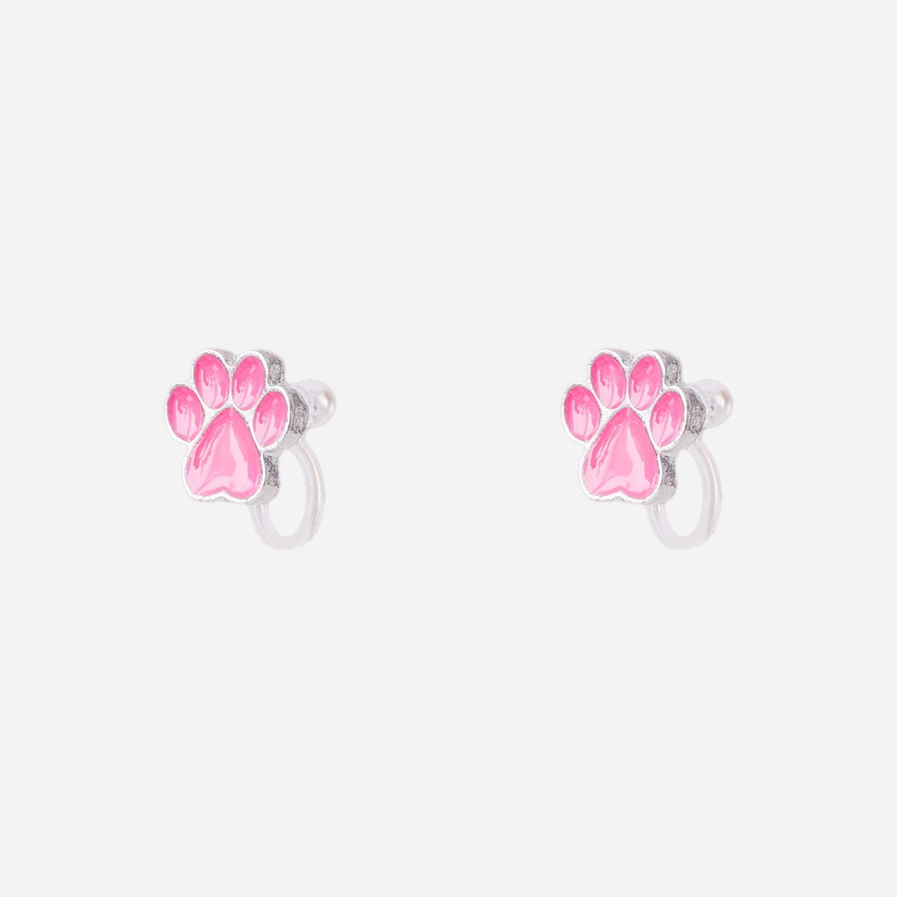 Cute Pink paw print Clip-On Earrings for Girls