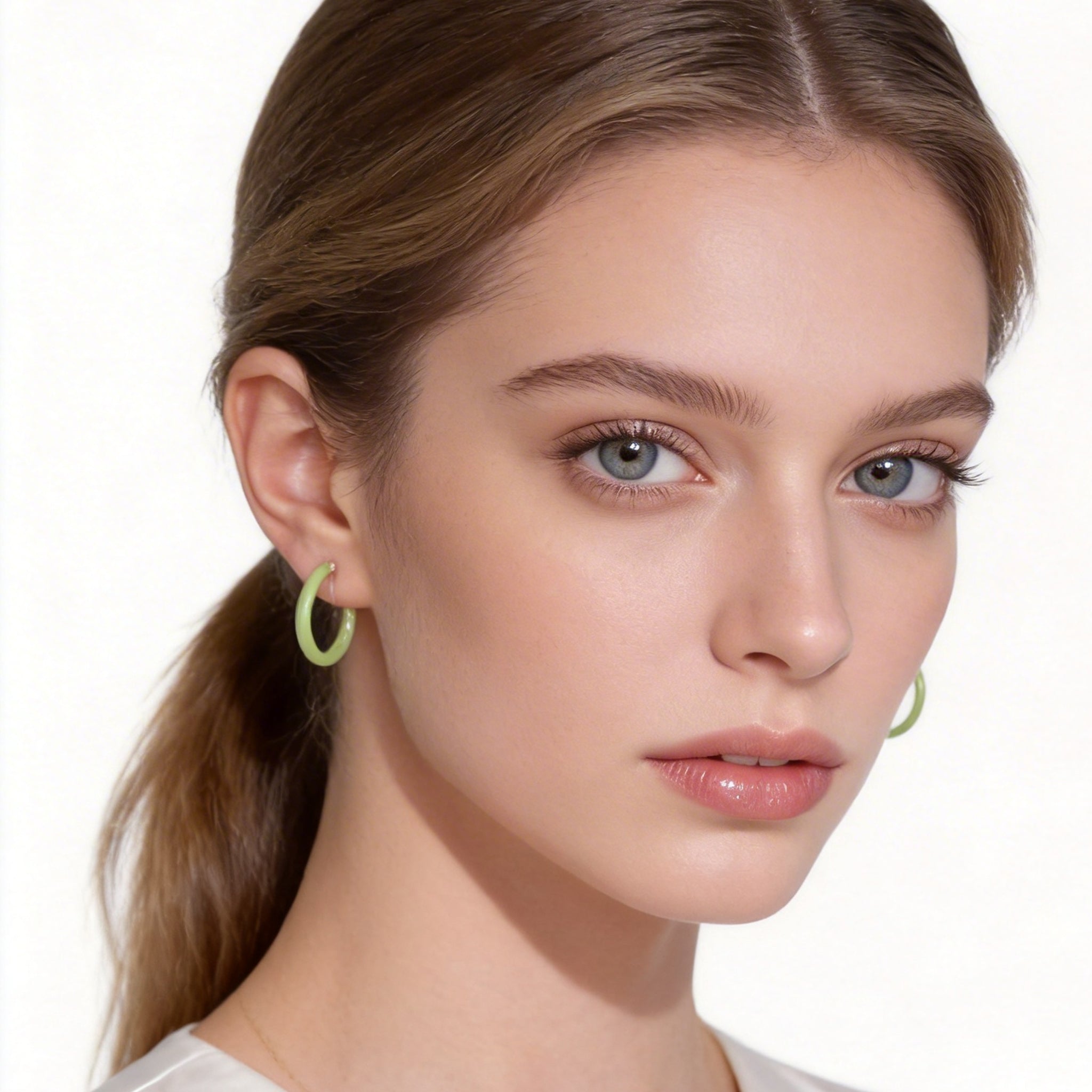 Brincos de Argola Clip-On Candy Tube Verde Lima