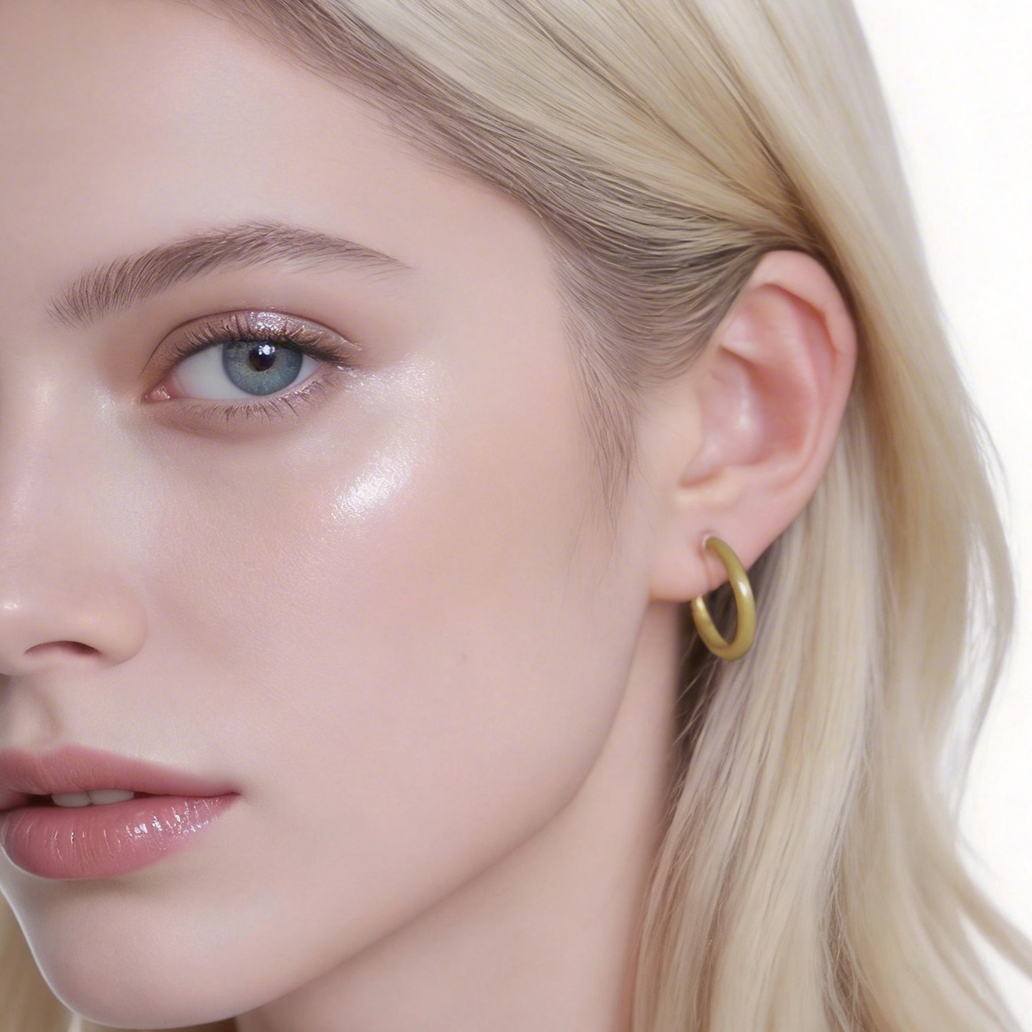 オリーブグリーン キャンディチューブ クリップオン フープイヤリング