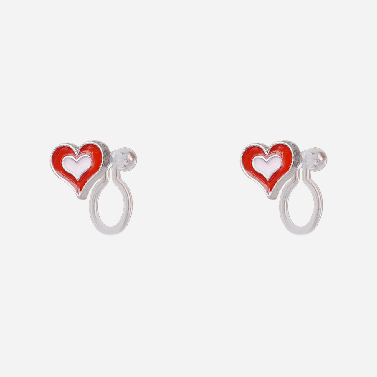 Two-Tone Heart Clip-On Earrings for Girls by SOMIY