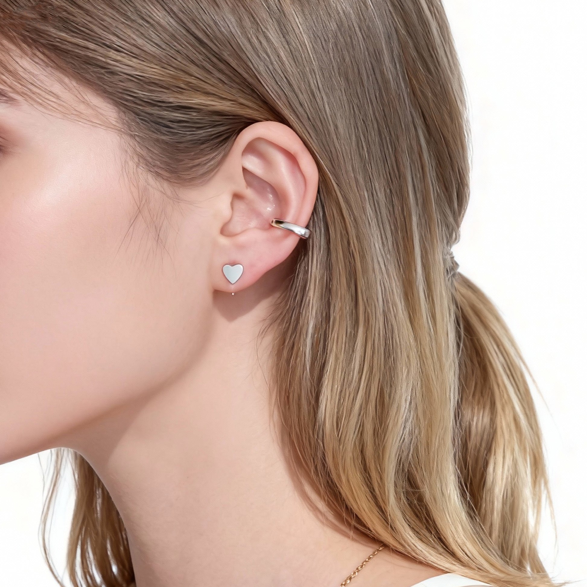 Small Heart Stud Clip-On Earrings image 5 by SOMIY