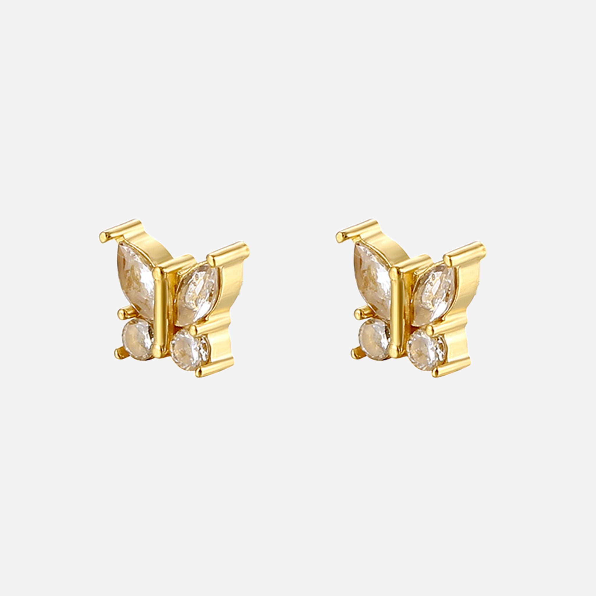 Butterfly and diamond Clip-On Stud Earrings