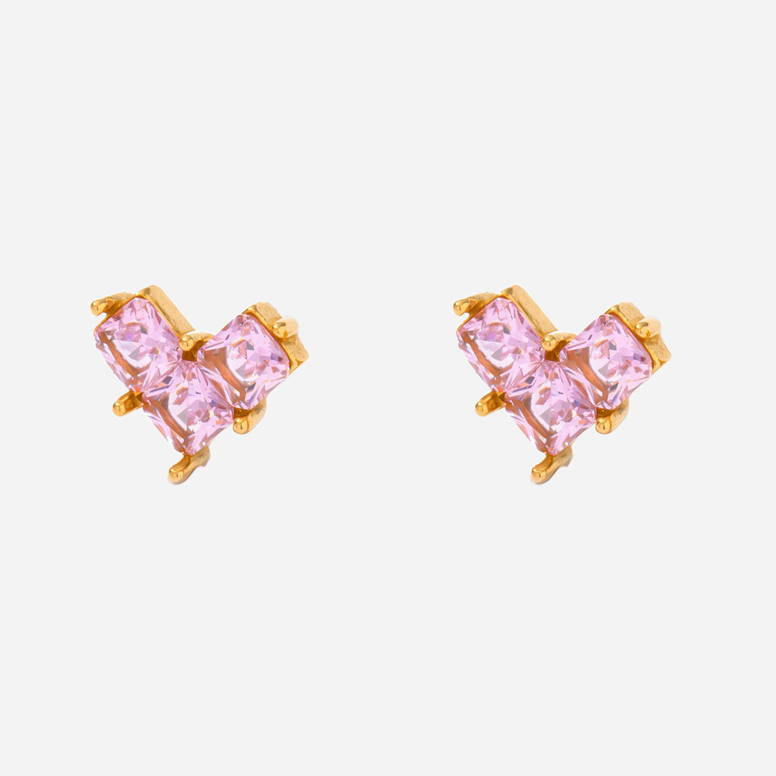 Love Pink Diamonds Clip-On Stud Earrings - Gold - SOMIY