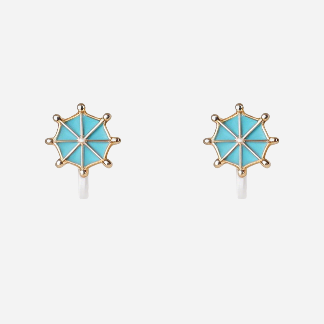 Cute Blue Ship's Wheel Clip-On Earrings for Girls by SOMIY