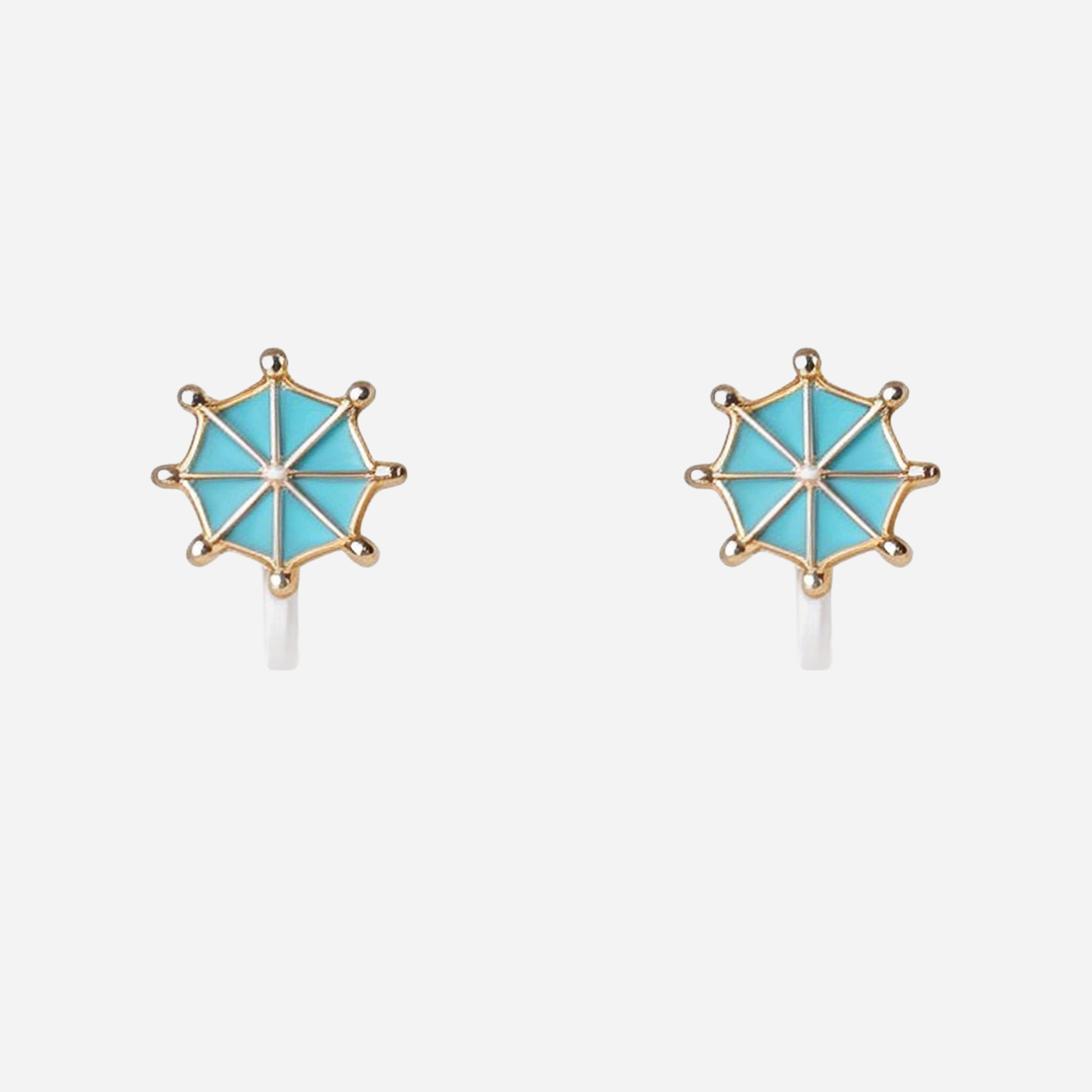 Cute Blue Ship's Wheel Clip-On Earrings for Girls by SOMIY