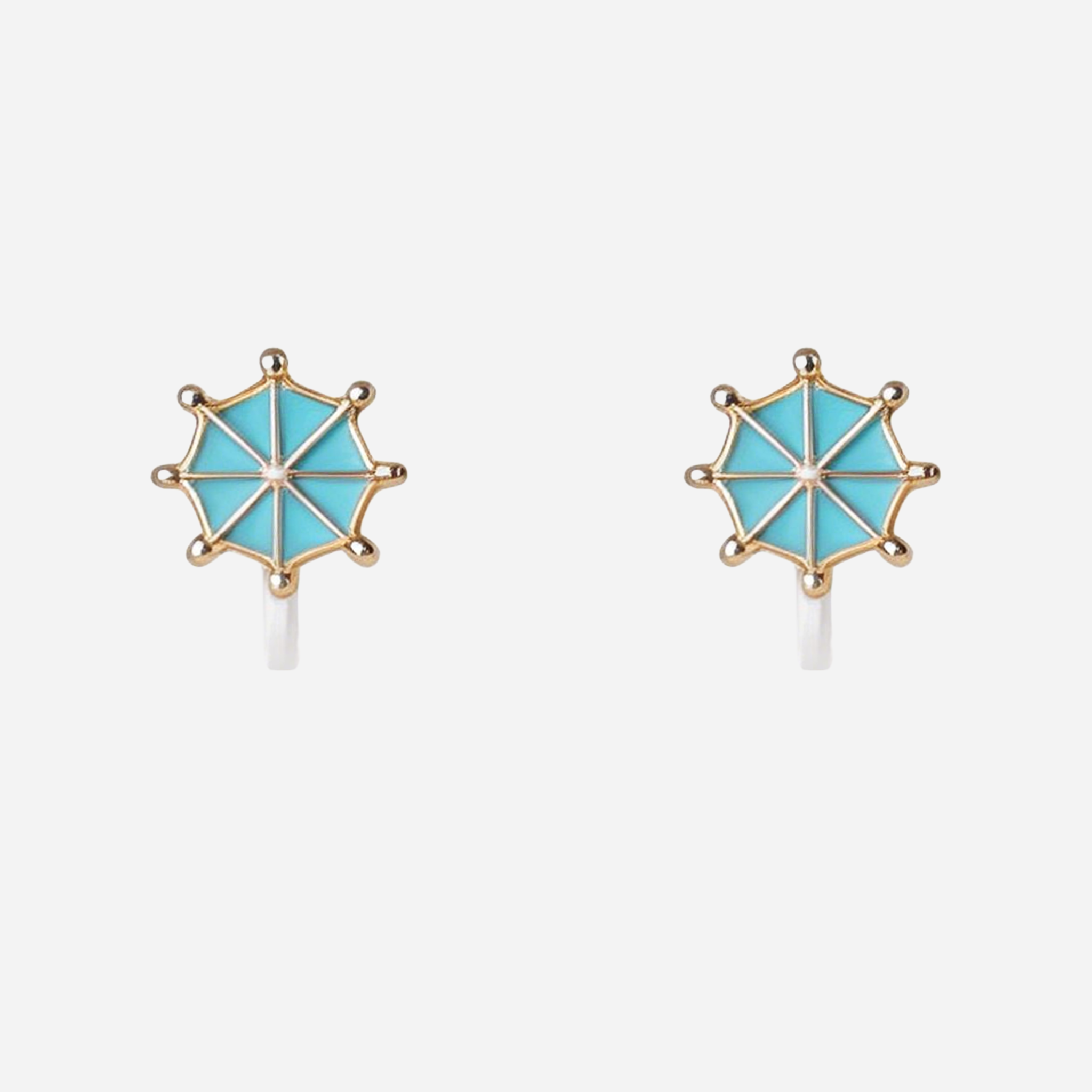 Cute Blue Ship's Wheel Clip-On Earrings for Girls by SOMIY