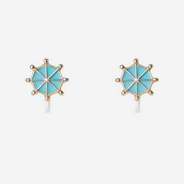 Cute Blue Ship's Wheel Clip-On Earrings for Girls by SOMIY