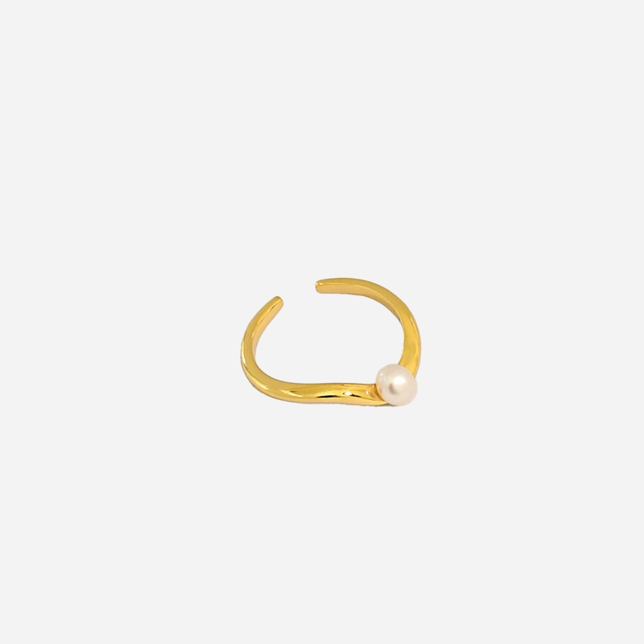 S925 Sterling Silver Wave-Pattern Pearl Ear Cuff