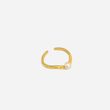 S925 Sterling Silver Wave-Pattern Pearl Ear Cuff