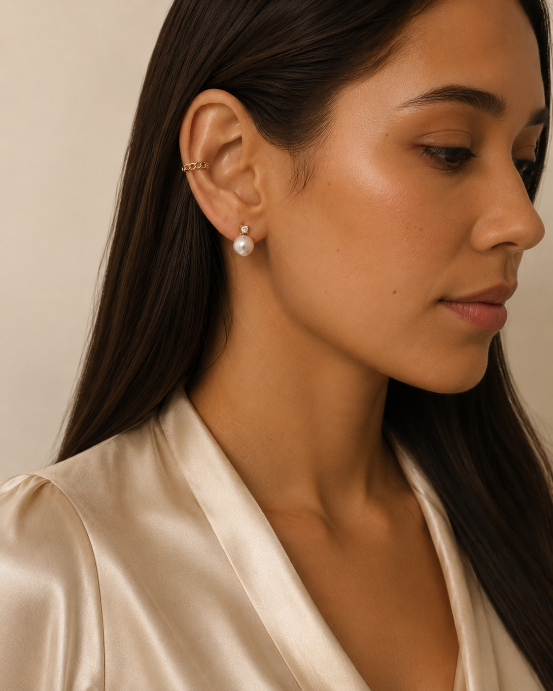 Solitaire Crystal Round Pearl Clip-On Drop Earrings