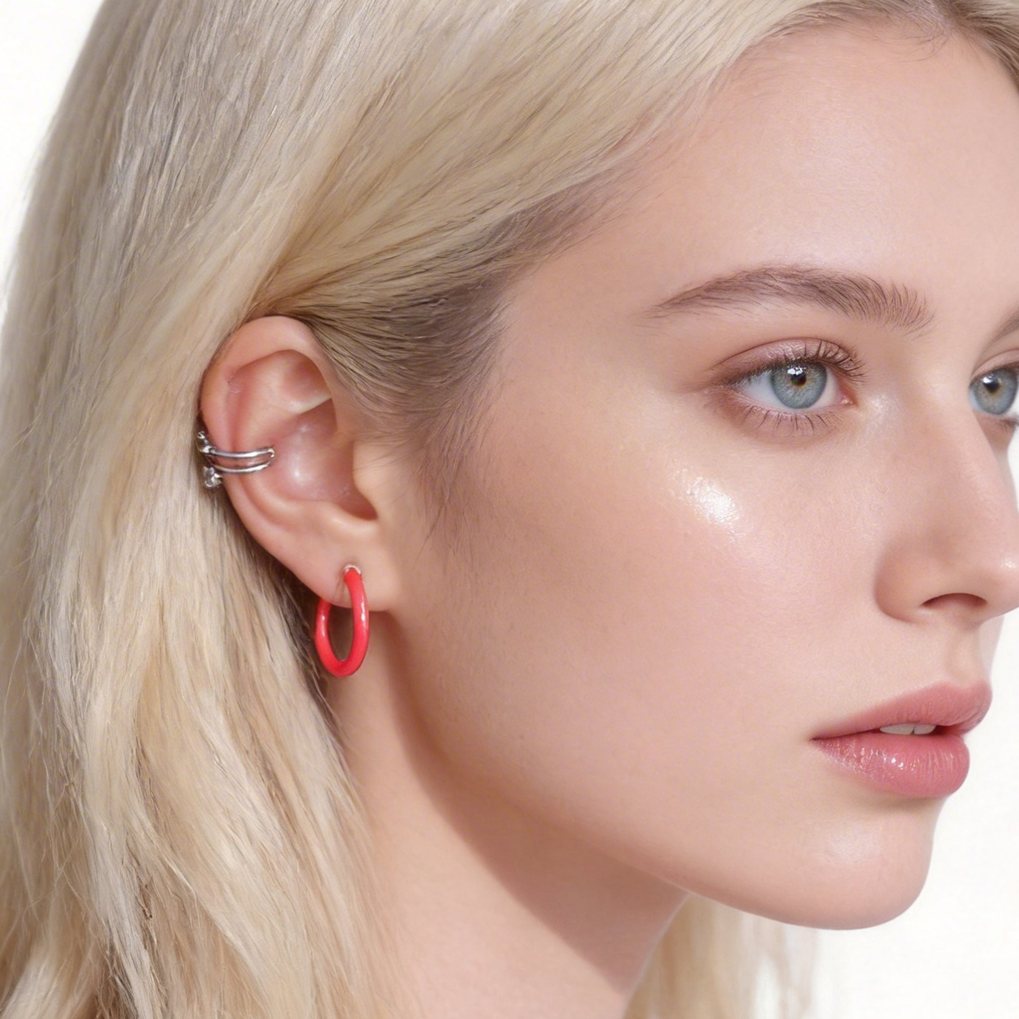 Hot Pink Candy Tube Clip-On Hoop Earrings for non-pierced ears by SOMIY