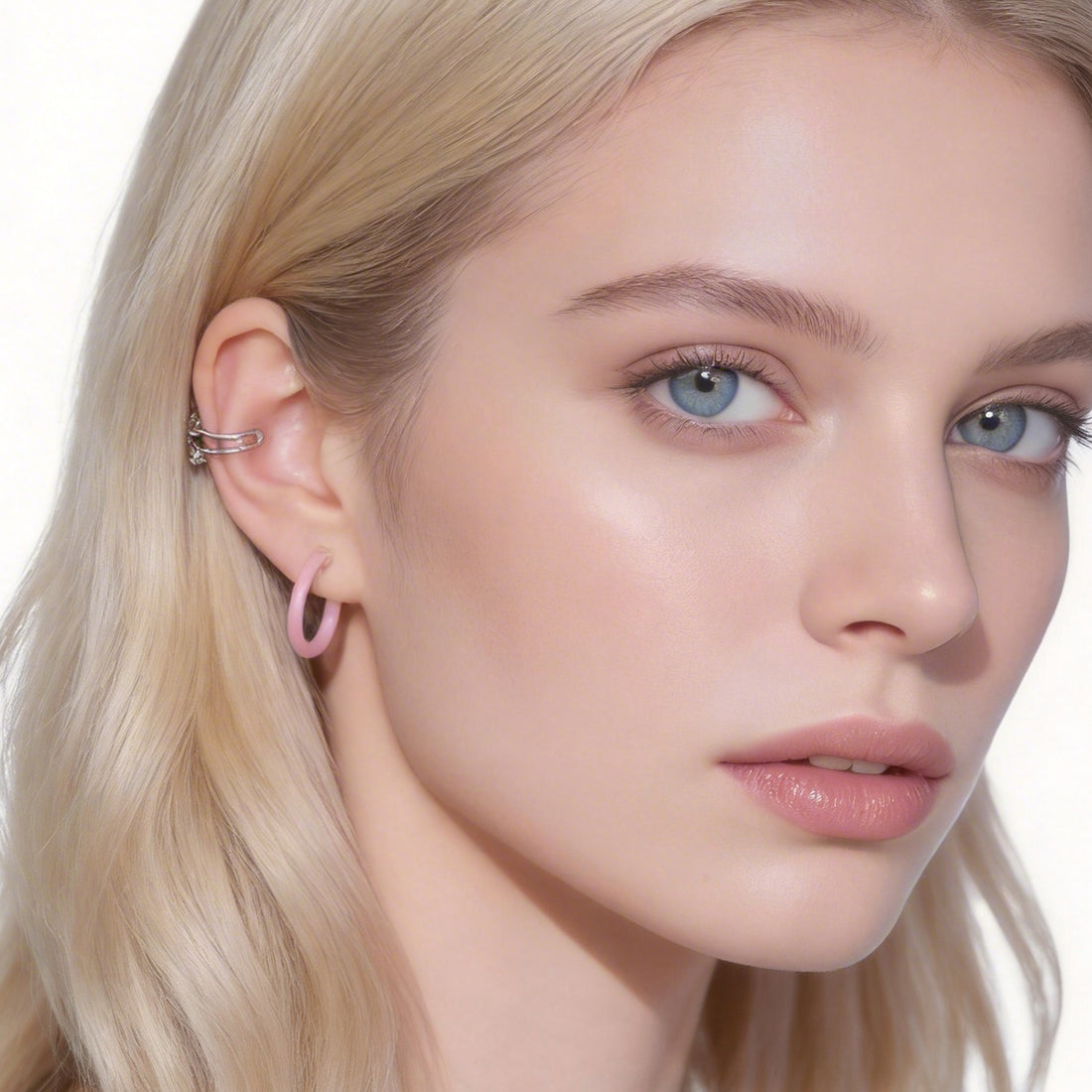 ダスティピンク キャンディチューブ クリップオン フープイヤリング