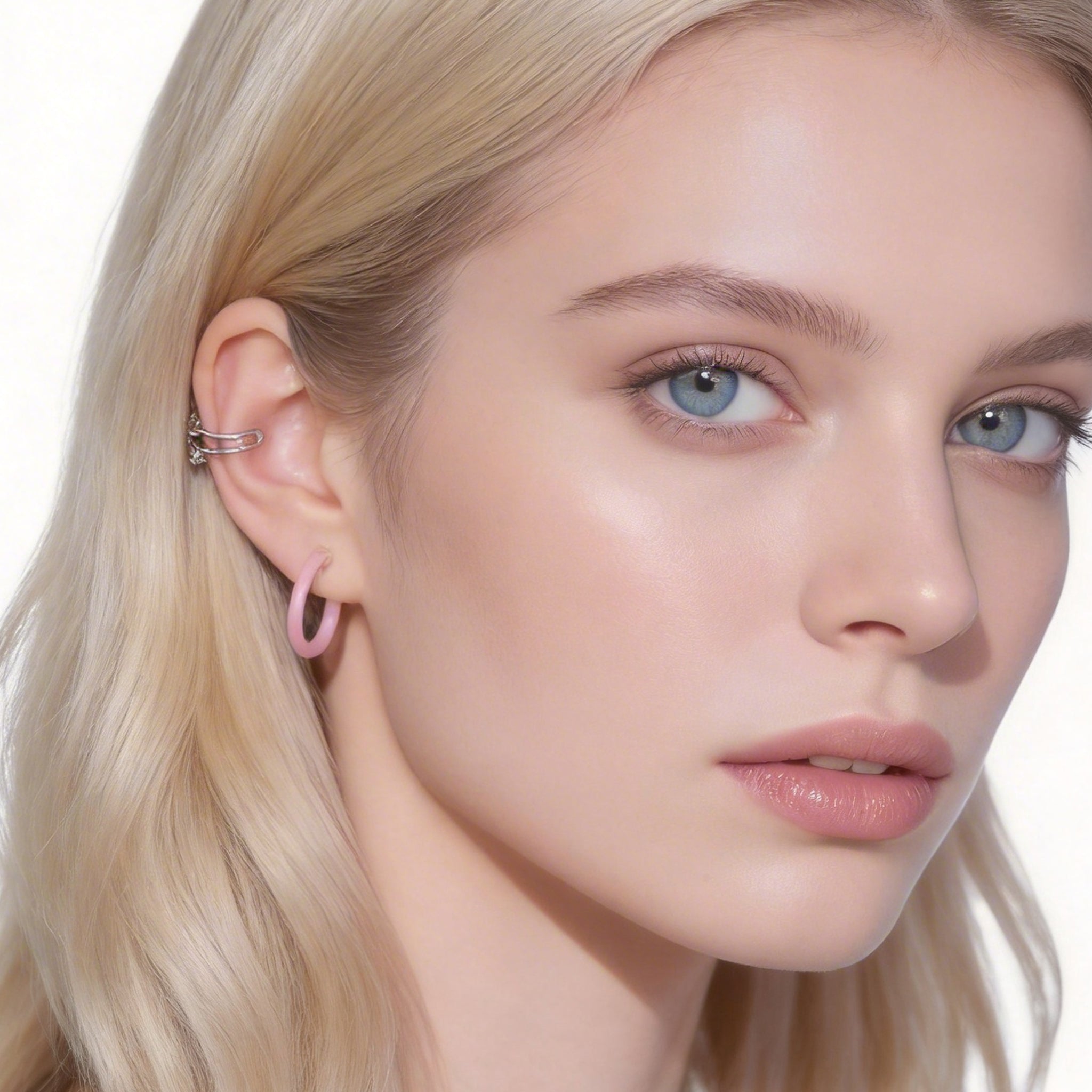 ダスティピンク キャンディチューブ クリップオン フープイヤリング